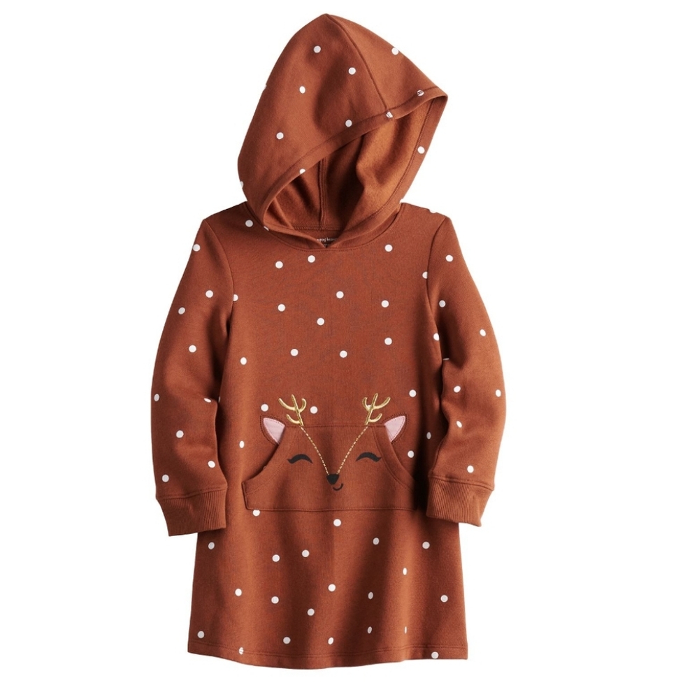 Jumping Beans Reindeer Hooded Sweatshirt Dress Girls 7
